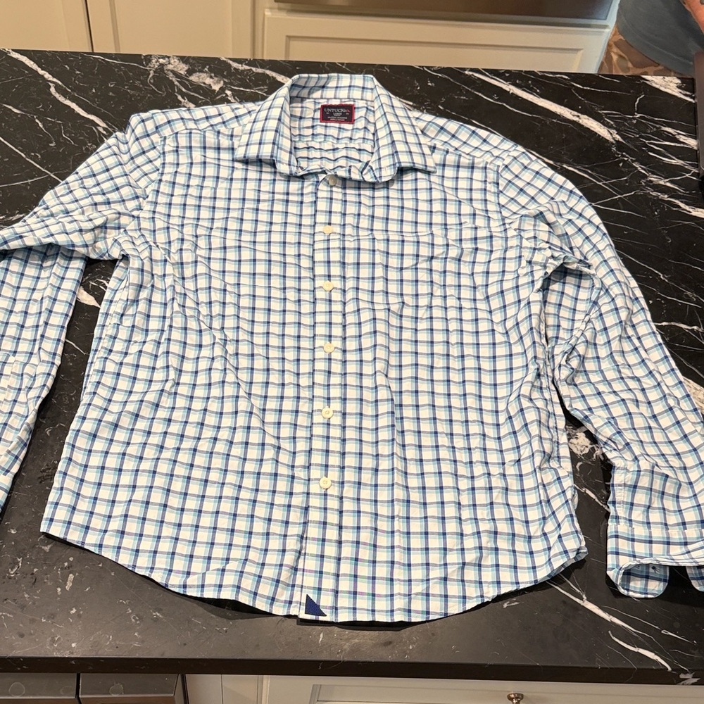 UNTUCKit Men's Blue & White Plaid Button-Down Shirt